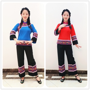 精品布衣族绣花黑裤女套装布依族蝴蝶绣花女装少数民族服饰套装