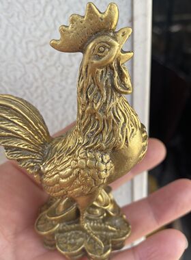 厂家批发黄铜公鸡摆件金鸡摆件铜鸡家居工艺品高约10厘米
