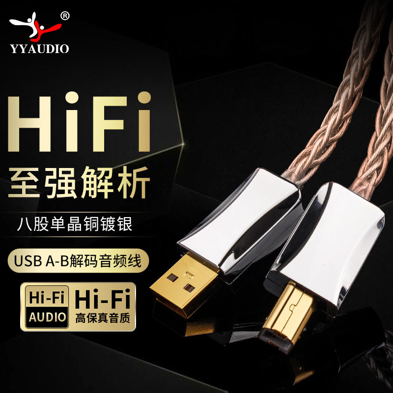 USB音频线苹果Typec转方口A-B电脑声卡连接线手机OTG解码器发烧级