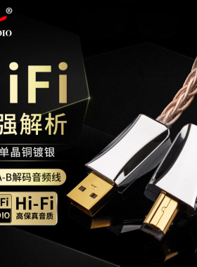 USB音频线苹果Typec转方口A-B电脑声卡连接线手机OTG解码器发烧级
