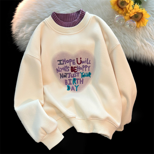 女童秋冬卫衣休闲中大童加绒半高领上衣青少年卫裤套装加厚两件套