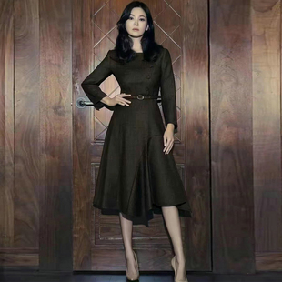 宋慧乔明星同款2024年早春夏气质女装修身高级感中长款精致连衣裙