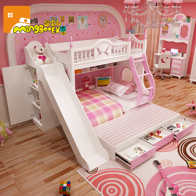 儿童双层床带滑梯 公主 上下床儿童房家具组合套装子母床省空间|msdalam kategori perabot kediaman, katil kelas, tinggi/katil gambar - dari Buy2taobao.com untuk memberikan perkhidmatan ejen Taobao profesional membeli