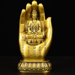 纯黄铜如来神掌佛手观音像五指山铜观音佛手铜家居装饰工艺品摆件