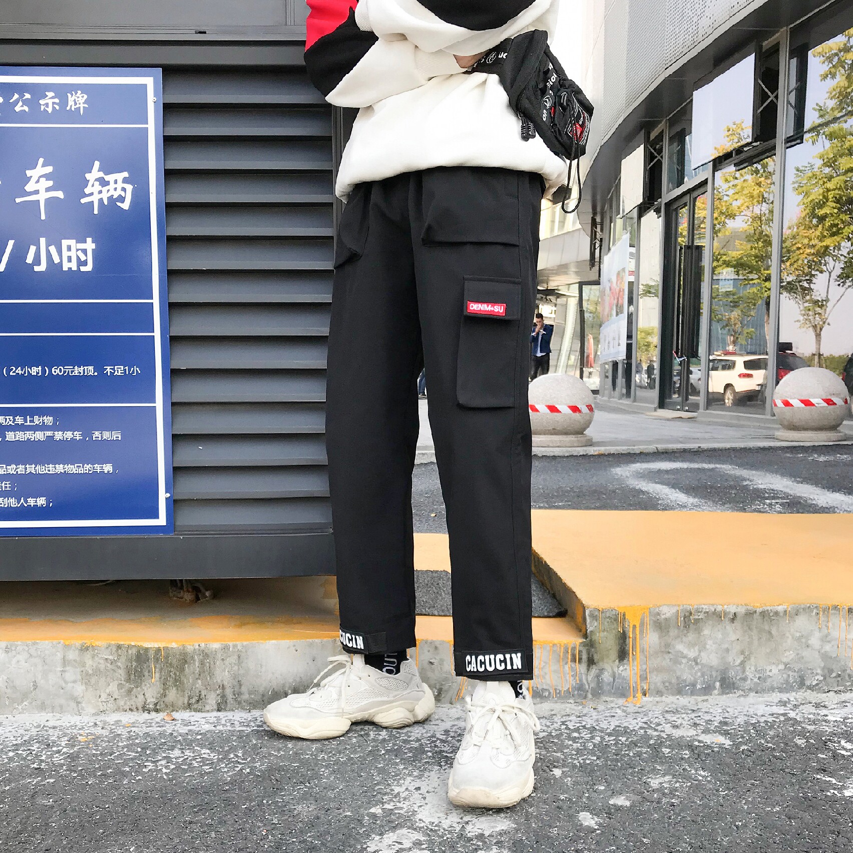 703秋冬男士大码工装裤加薄绒立体袋束脚长裤卡其,男装休闲裤,星座703