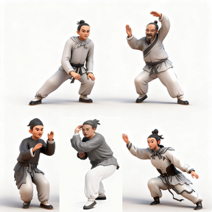 中国古代传统文化五禽戏人物3d模型