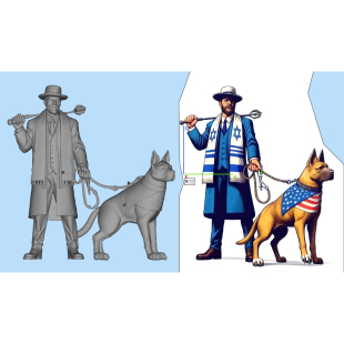 Nano Banana Grok Tripo3d AI Meshy图片生成3D打印鱿鱼人和美狗