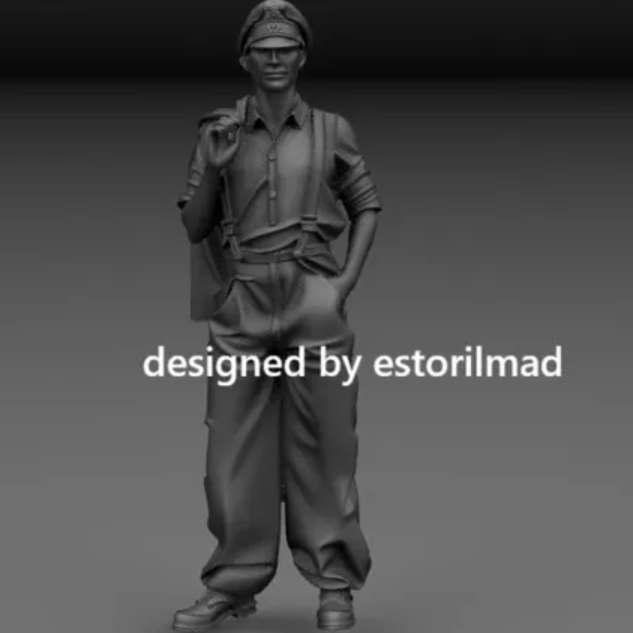 1/72 18 32 87 35 1/30  二战德国坦克驾驶员站姿兵人 树脂3d模型