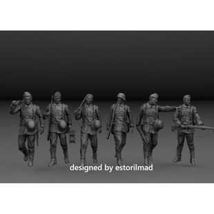 6名德国士兵俄罗斯巴巴罗萨巡逻 二战