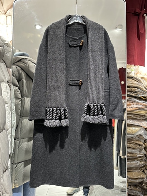 2026秋冬6517双面羊绒羊毛大衣女长休闲宽松围巾外套高级感气质