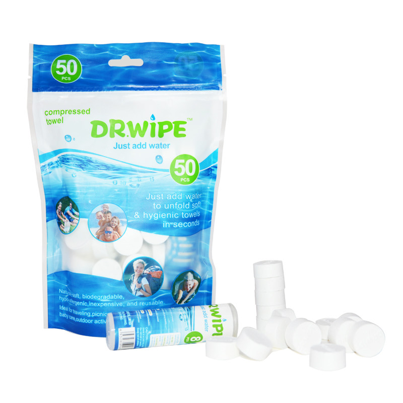 Drwipe便携式湿纸巾纯棉无纺布一次性毛巾宝宝手口巾压缩小方巾
