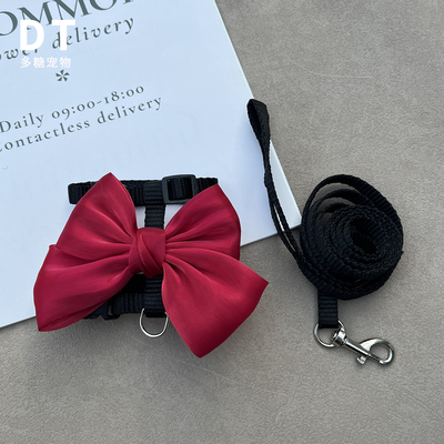 可爱蝴蝶结猫咪牵引绳防挣脱外出专用遛猫绳可调节宠物狗狗牵引带