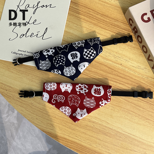 国潮风猫咪三角口水巾猫围兜脖圈项圈宠物围脖领结狗狗颈饰品颈链