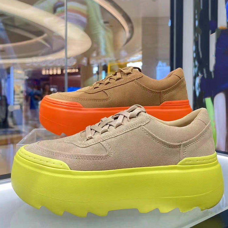 增高松糕厚底松糕小白鞋拼色