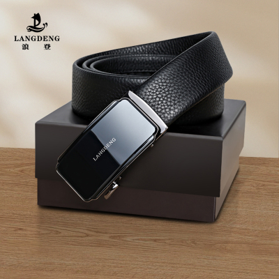 浪登男士商务真皮自动扣正装皮带