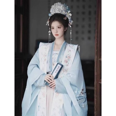 囿见霓裳 原创宋制女汉服 绝美大袖衫霞帔齐腰襦裙仙气飘飘夏套装