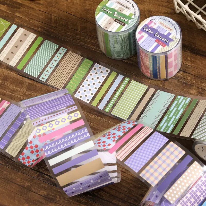 信的恋人合成纸模切胶带 色彩奏鸣曲系列 几何色块手帐素材贴
