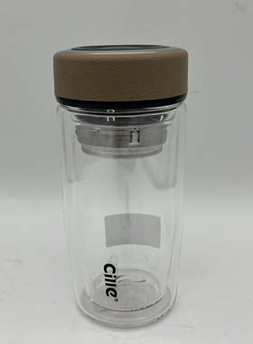 希乐双层玻璃杯商务杯鹅蛋杯茶水分离杯便携水杯车载杯360mL