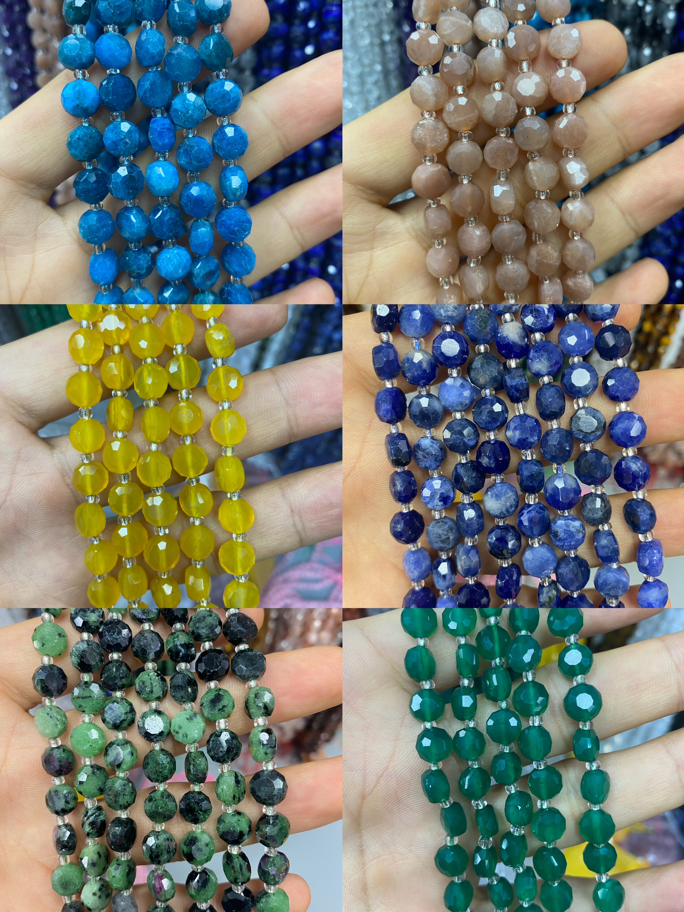 天然水晶玛瑙旦型8mm刻面圆珠散珠手链项链diy手作饰品配件