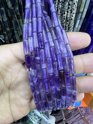4*13mm天然紫水晶长管圆管散珠diy手链项链半成品配饰配件材料