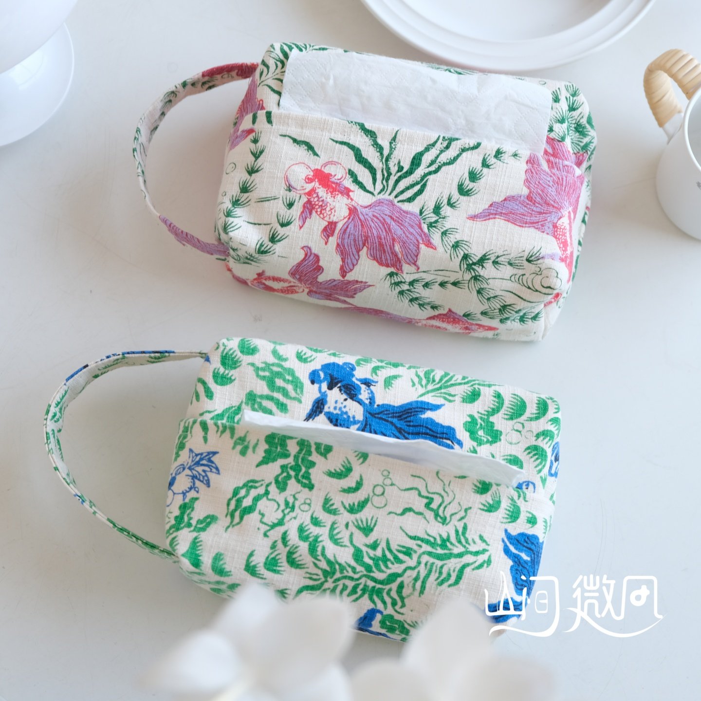 国风锦鲤纸巾盒悬挂式洗脸巾纸巾收纳袋桌面卫生间抽纸盒棉麻大号,收纳整理,纸巾套,淘宝优惠券,粉丝福利购,淘宝优惠卷