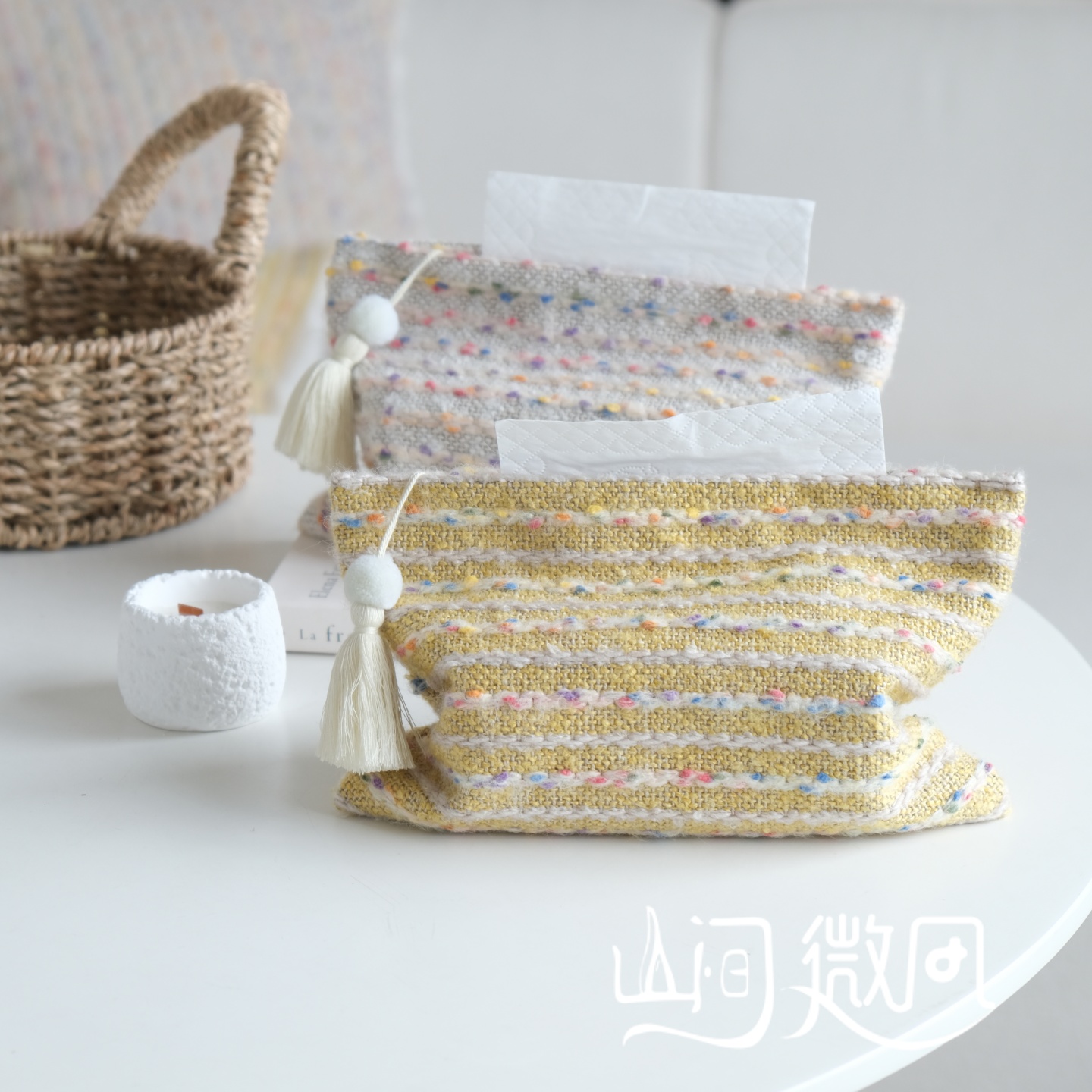 带拉链纸巾盒彩色多巴胺度假风复古手拿化妆包创意特色纸巾收纳袋