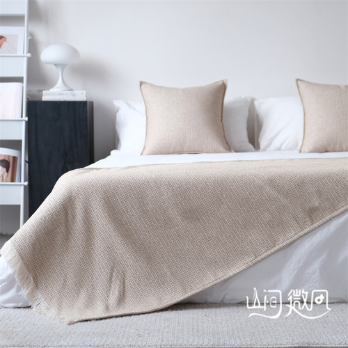 现代简约北欧搭巾咖色民宿沙发毯