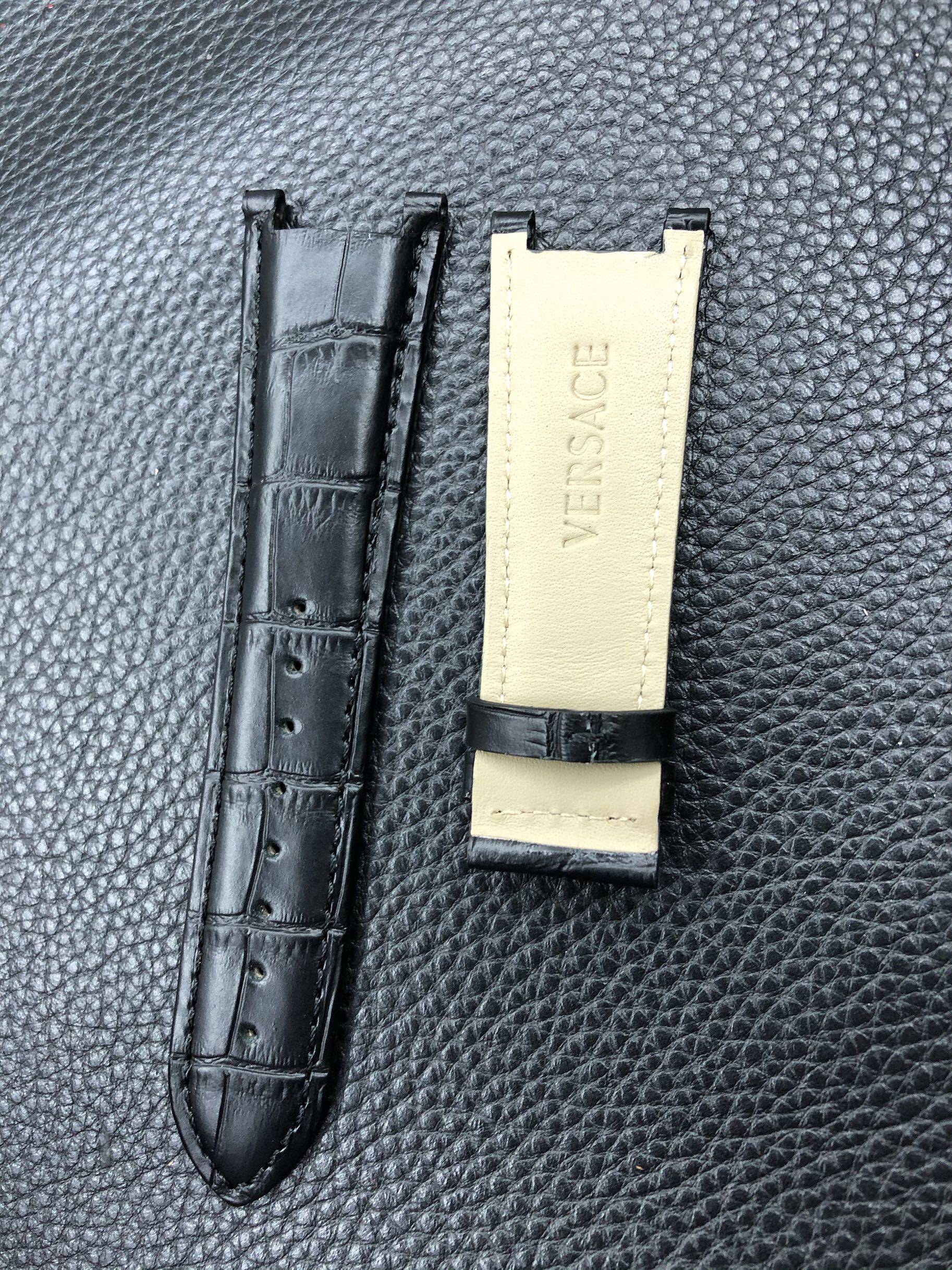 范思哲aion计时大表盘皮表带versace男凹口皮表带ve1d00519真皮带