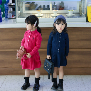 英伦绞花毛衣开衫 Miyababy 女童秋新款 麻花针织套装 半身裙 2色经典