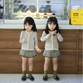 Miyababy复古提花针织套装 毛衣外套半身裙 女童2025秋冬郁金香薄款