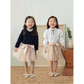 MiyaBaby 针织外套儿童毛衣 羊毛长袖 蝴蝶结带钻开衫 女童秋冬新款