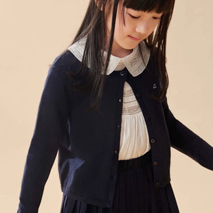 学院风长袖 MiyaBaby 韩版 女童秋冬新款 宝宝针织毛衣 樱桃刺绣开衫