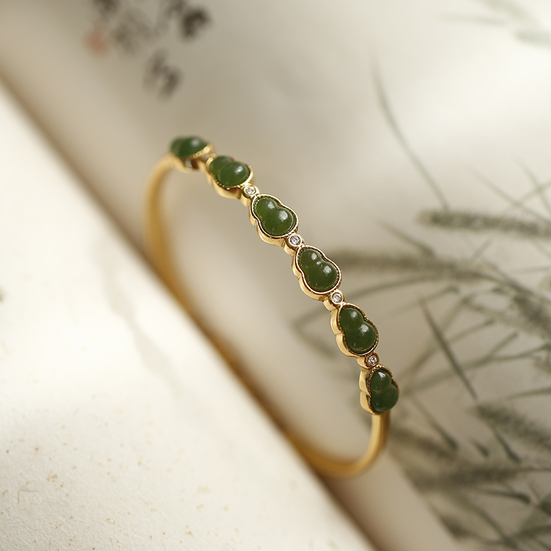 福禄延绵丨碧玉葫芦纯银手镯