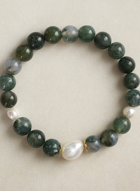 水草玛瑙巴洛克珍珠气质手链