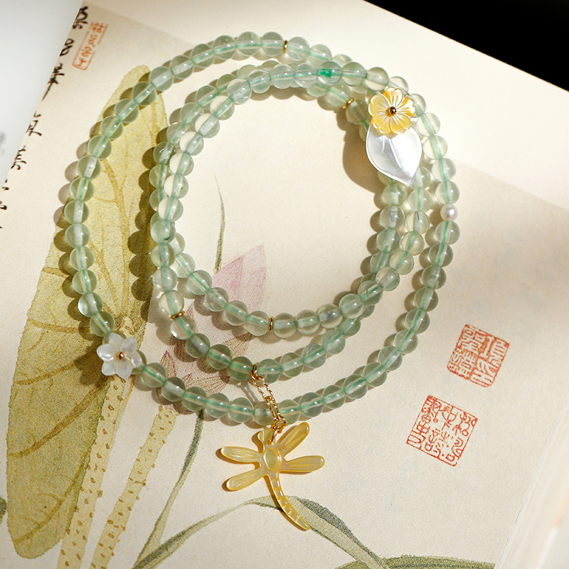 软语原创设计清透葡萄石蜻蜓手链