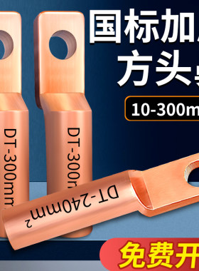 DTF方头铜鼻子铜接头线鼻子接线端子电缆线耳电线堵油10-300平方