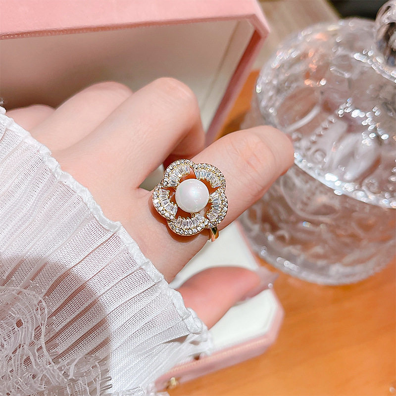 【品质款】感气质花朵珍珠贝壳精致戒指 女ins风轻奢风戒指