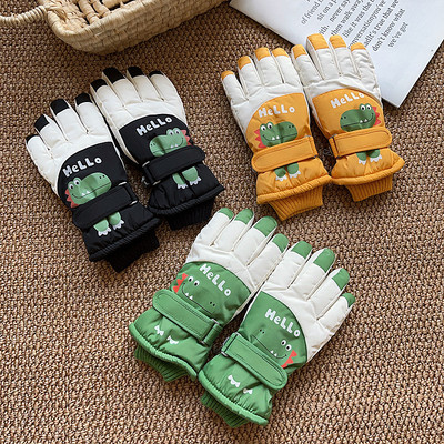 儿童可爱滑雪手套保暖加绒加厚