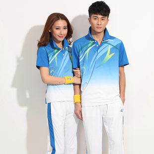 中国梦之队运动服套装女短袖夏季健身跳操服t恤表演服男情侣透气