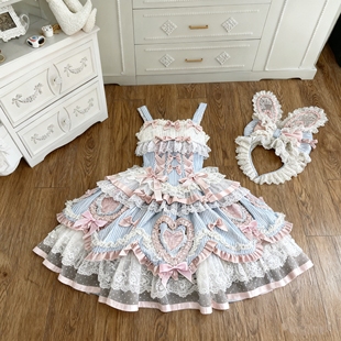 收藏-兔然心动-Lolita巧克猫原创连衣裙洋装花瓣爱心可爱蛋糕裙