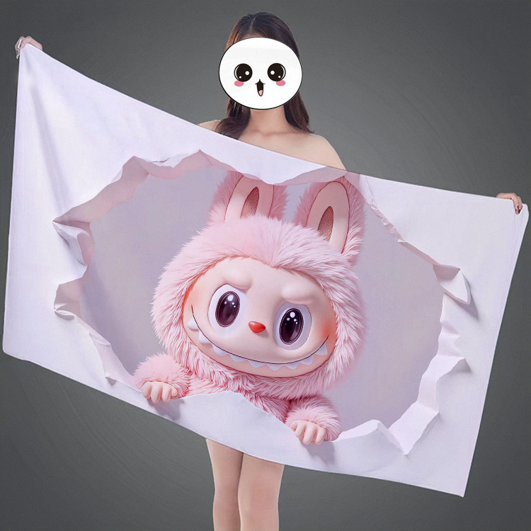 泡泡玛特拉布布浴巾健身毛巾周边