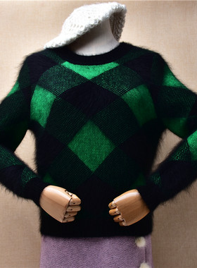 短款秋冬拼色貂绒圆领修身