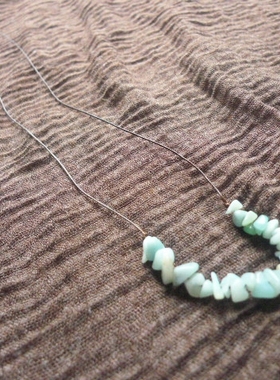 阿福家 天然亚马逊天河石碎石手编一线简约随意蜡绳项链