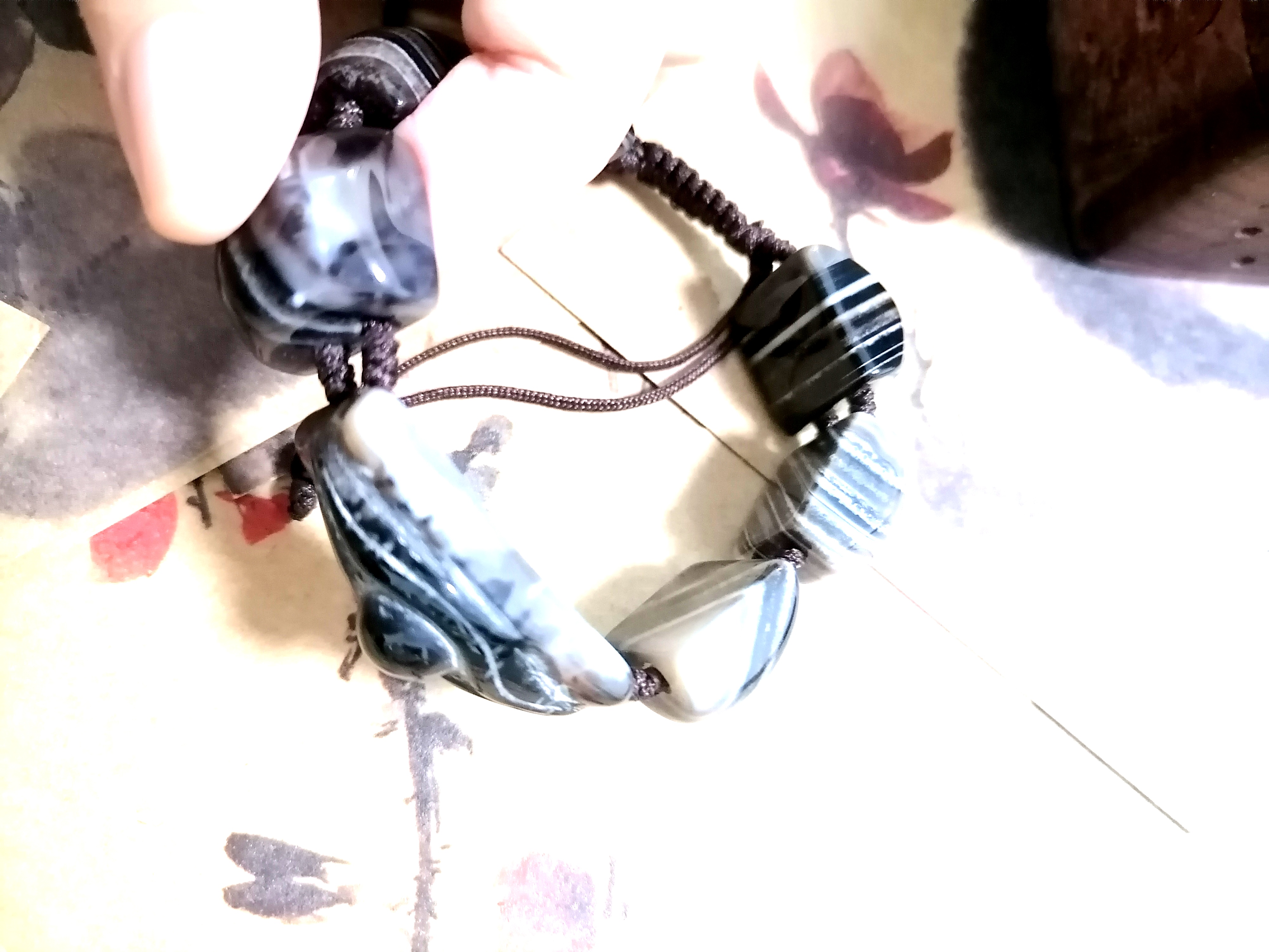 福百瑞珠宝天然天珠天眼石大珠手编复古美搭精工编织缠丝玛瑙手链