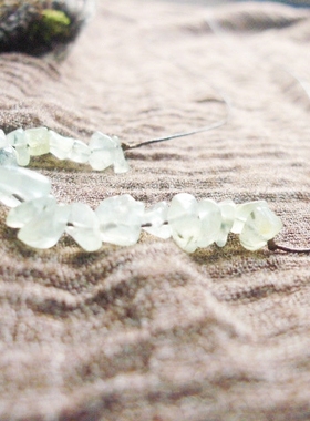 阿福家 天然葡萄石碎石手编一线简约随意蜡绳项链