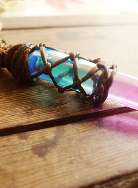 原石手工编织腊绳吊坠