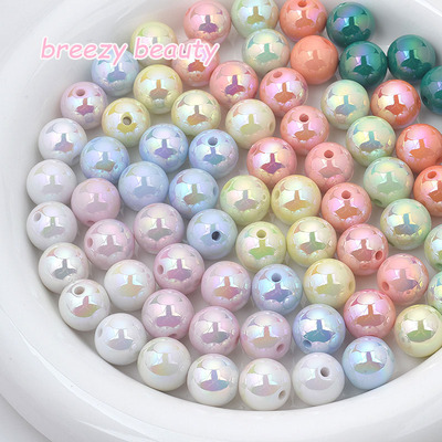 新款16卡8镀uv七彩贝壳珠亚克力散珠diy手链手机链串珠头绳车挂配