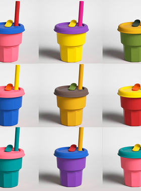 minnow同款韩国硅胶吸管杯女高颜值水杯儿童网红咖啡杯防摔随行杯