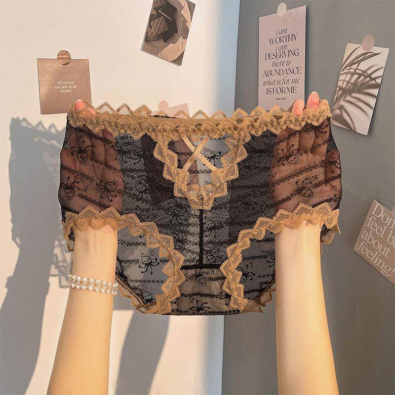 内裤女夏薄款2025新款性感蕾丝中腰镂空舒适无痕纯棉裆女士短裤头,女士内衣/男士内衣/家居服,女三角裤,淘宝优惠券,粉丝福利购,淘宝优惠卷