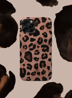 棕色豹纹原创iPhone13Pro苹果11mini手机壳Xs光面MAX软12保护套R